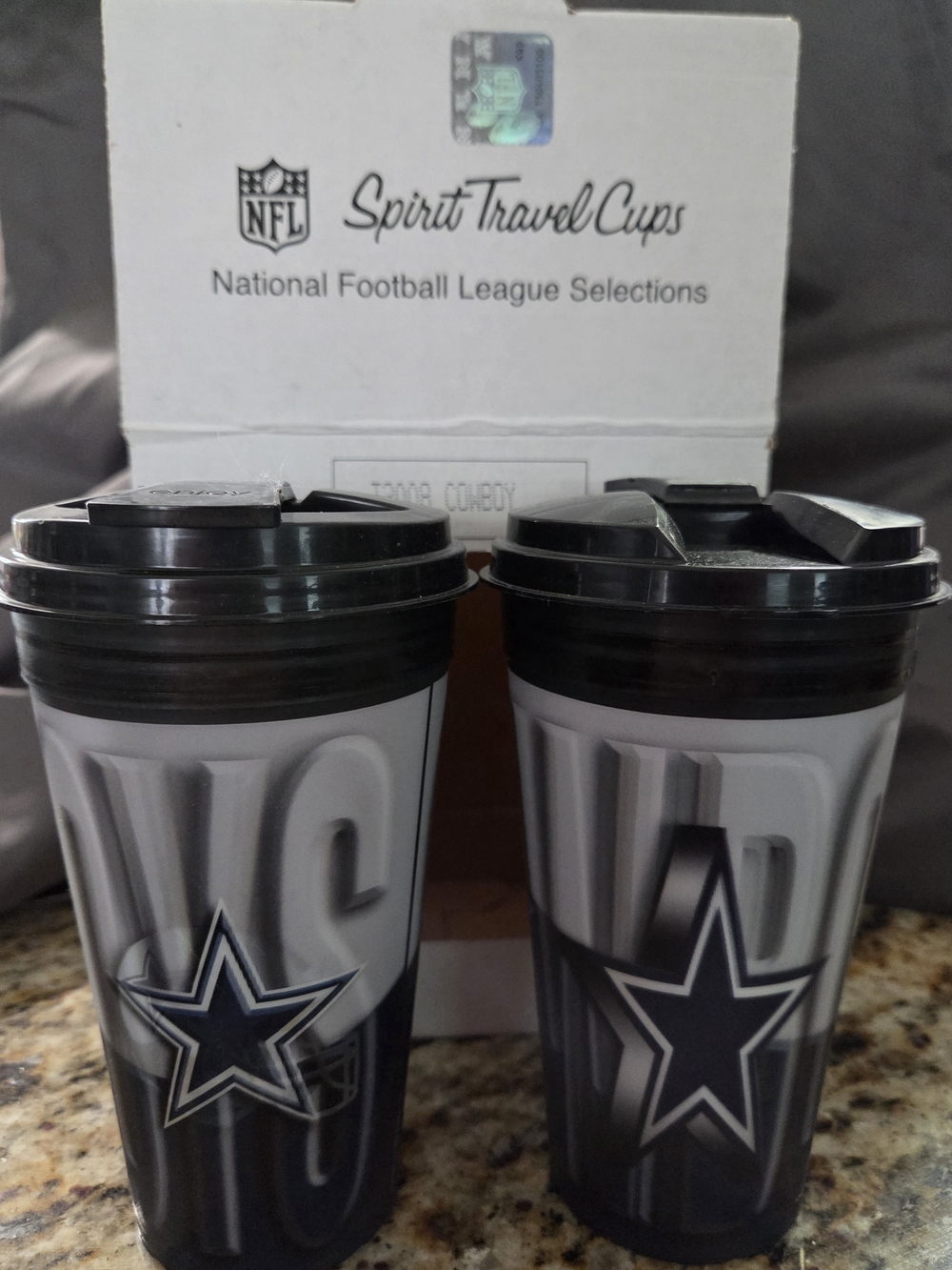 NFL Dallas Cowboys Black and Gray Travel Mug Set
